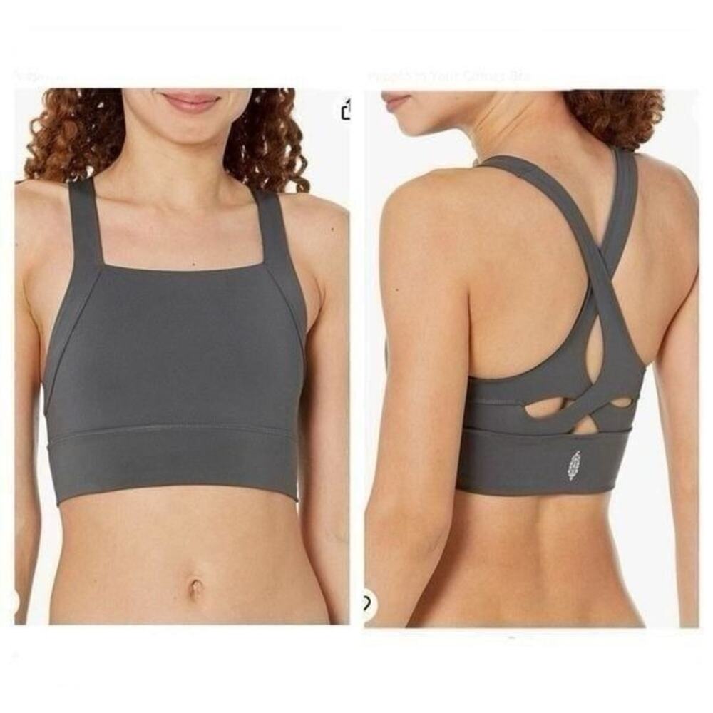 Free People Movement In Your Corner Gray Strappy Sports Bra Size XS